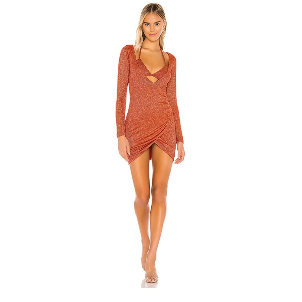 NWT Revolve Superdown Red Orange Shimmer Dress Set